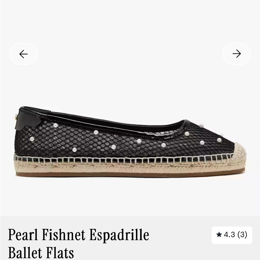 Pearl Black Fishnet Espadrille Flats